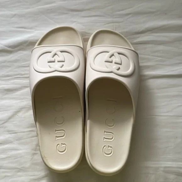 Gucci | Shoes | Gucci Womens Miami Embossed Platform Slides  Gucci Women’s Miami Embossed Platform Slides - Off White main image 0
